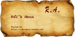 Rák Absa névjegykártya